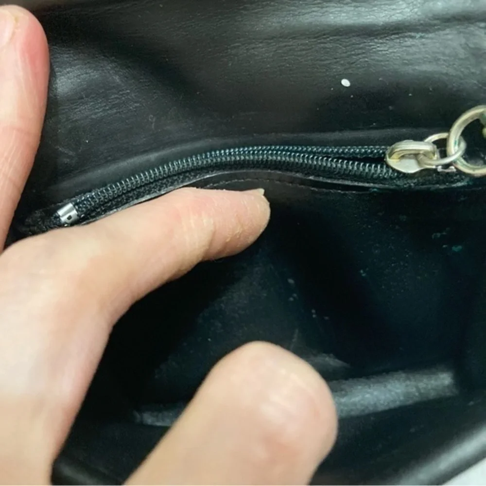 Coach black leather small utility purse wallet with mini hangtag RARE